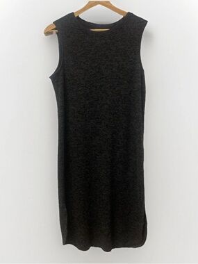 Roots Charcoal Grey Sleeveless Ribbed Midi Knit Dress